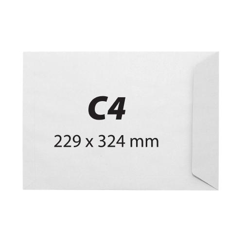 Plic C4, 229 x 324 mm, alb, banda silicon, 100 g/mp