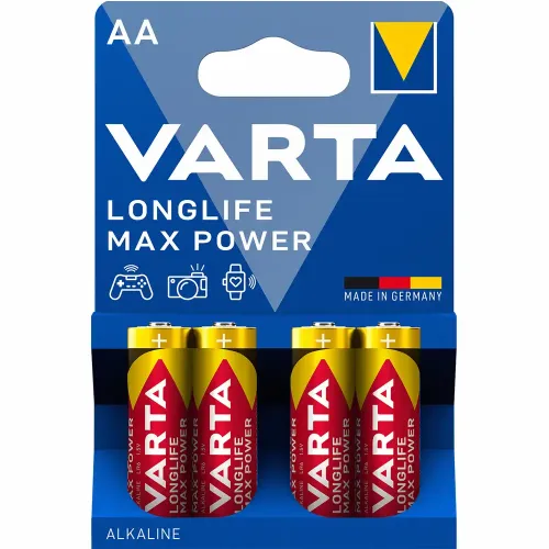 Baterii Varta Longlife Max Power, LR6, AA, alcaline, 1.5 V, 4 bucati/set
