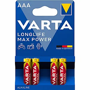 Baterii Varta Longlife Max Power, LR03, AAA, alcaline, 1.5 V, 4 bucati/set